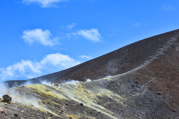 Schwefeldämpfe am Kraterrand, Gran Cratere, Vulcano, Äolisches Archipel