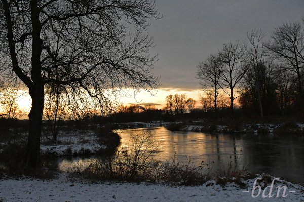 Winterabend in den Amperauen bei Moosburg