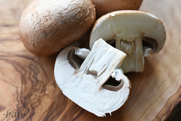 Brauner Champignon halbiert